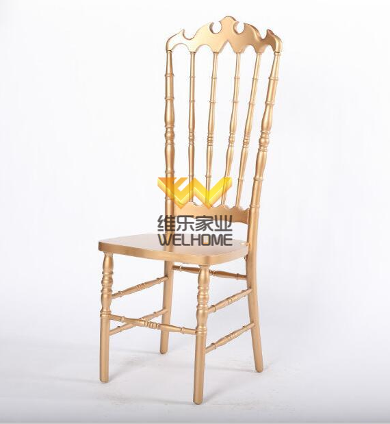 Rose gold solid wood highback napoleon chair for wedding/event